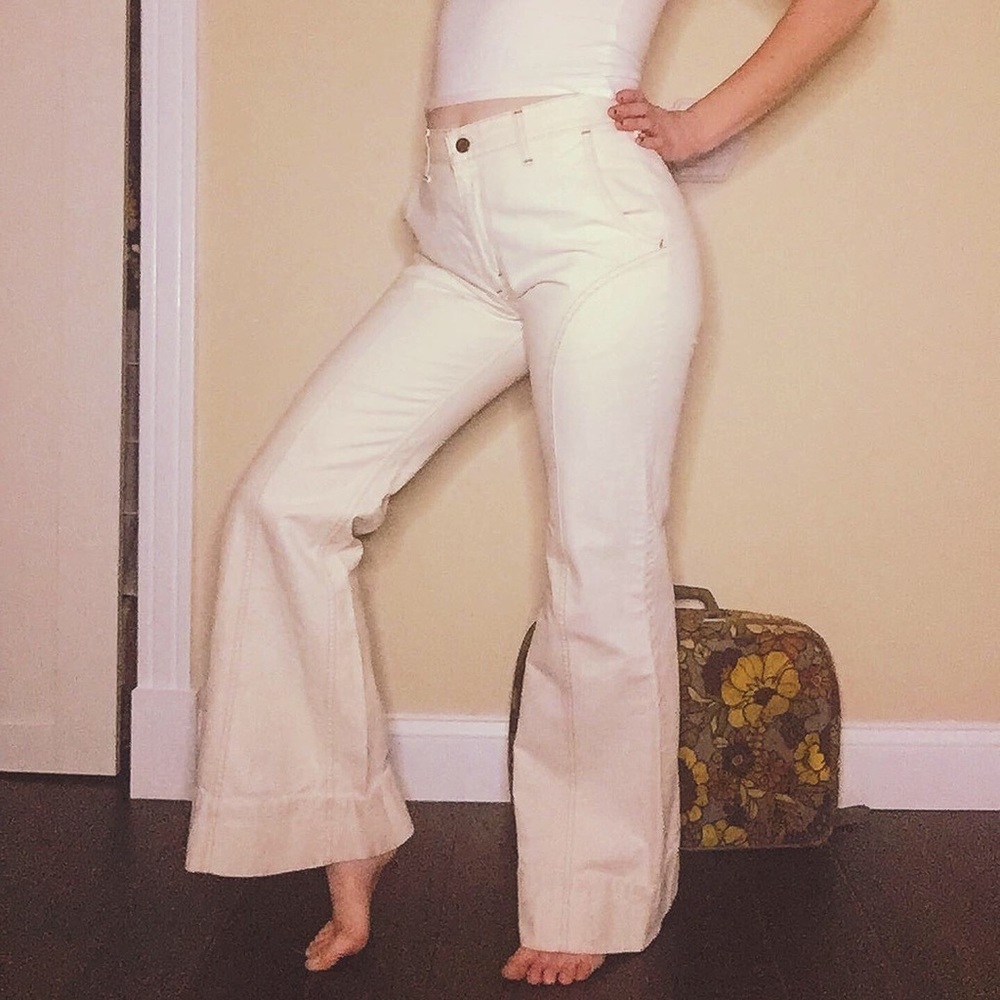 1970s Levi White Denim Bellbottoms